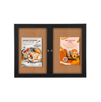 60 x 60 INDOOR Enclosed Bulletin Cork Boards 2 DOOR