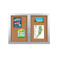 72 x 30 INDOOR Enclosed Bulletin Cork Boards 2 DOOR