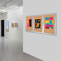 72 x 48 INDOOR Enclosed Bulletin Cork Boards 3 DOOR Metal Cabinet