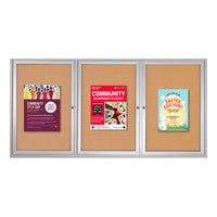 72 x 48 INDOOR Enclosed Bulletin Cork Boards 3 DOOR Metal Cabinet