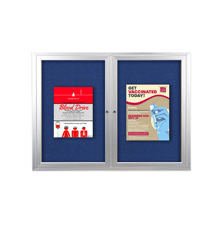 84 x 30 INDOOR Enclosed Bulletin Cork Boards 2 DOOR