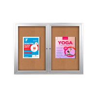 96 x 24 INDOOR Enclosed Bulletin Cork Boards 2 DOOR