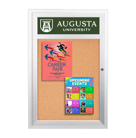 22 x 28 Enclosed Indoor Bulletin Boards with Header 22 x 28 (Single Door)