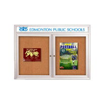 Indoor Enclosed Bulletin Boards 60" x 60" with Message Header (2 DOORS)