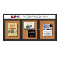 Indoor Enclosed Bulletin Boards 72" x 36" with Message Header (3 DOORS)