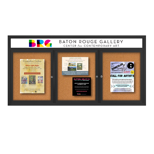 Indoor Enclosed Bulletin Boards 72" x 36" with Message Header (3 DOORS)