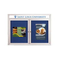 Indoor Enclosed Bulletin Boards 72" x 36" with Message Header (2 DOORS)