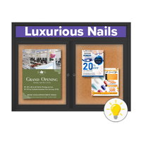 40 x 50 INDOOR Enclosed Bulletin Boards with Header & Lights (2 DOORS)