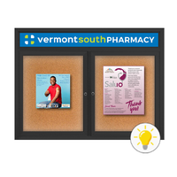 72" x 36" Enclosed Indoor Bulletin Boards with Header & Lights (Multiple Doors)