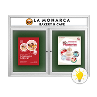 84 x 30 INDOOR Enclosed Bulletin Boards with Header & Lights (2 DOORS)