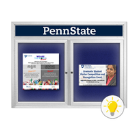 84 x 48 INDOOR Enclosed Bulletin Boards with Header & Lights (2 DOORS)