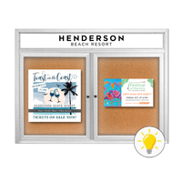 96 x 30 INDOOR Enclosed Bulletin Boards with Header & Lights (2 DOORS)