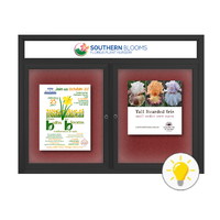 96" x 48" Enclosed Indoor Bulletin Boards with Header & Lights (Multiple Doors)