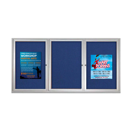 96 x 30 INDOOR Enclosed Bulletin Boards with Lights (3 DOORS)