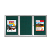 96 x 36 INDOOR Enclosed Bulletin Boards with Lights (3 DOORS)