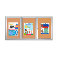 96 x 48 INDOOR Enclosed Bulletin Boards with Lights (3 DOORS)