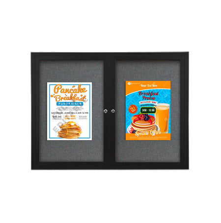 60x24 Enclosed Indoor Bulletin Boards with Radius Edge (2 DOORS)