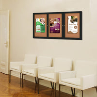72x24 Enclosed Indoor Bulletin Boards with Radius Edge (3 DOORS)
