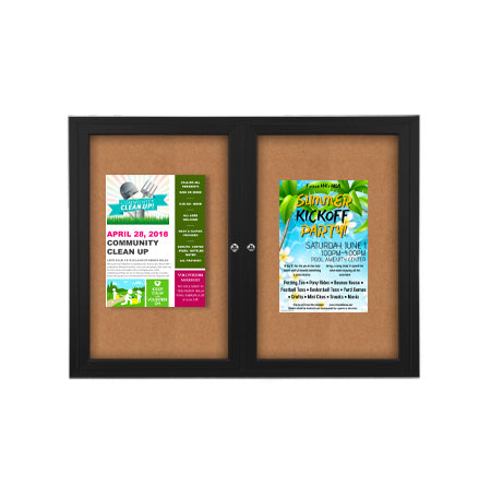 72x36 Enclosed Indoor Bulletin Boards with Sleek Radius Edge Cabinet Corners | Two Door Aluminum Display Case