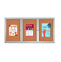 84x24 Enclosed Indoor Bulletin Boards with Radius Edge (3 DOORS)