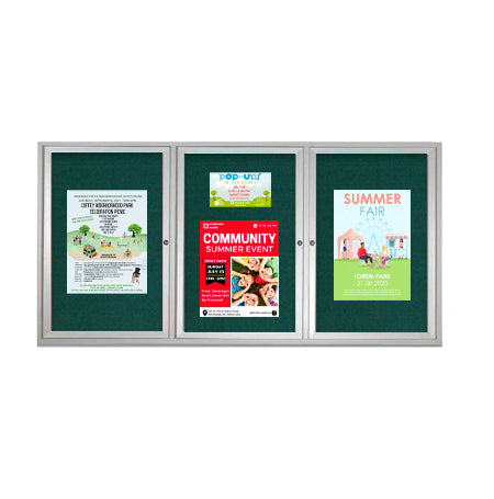 84x30 Enclosed Indoor Bulletin Boards with Radius Edge (3 DOORS)