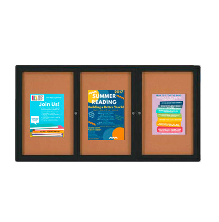 96x48 Enclosed Indoor Bulletin Boards with Radius Edge (3 DOORS)