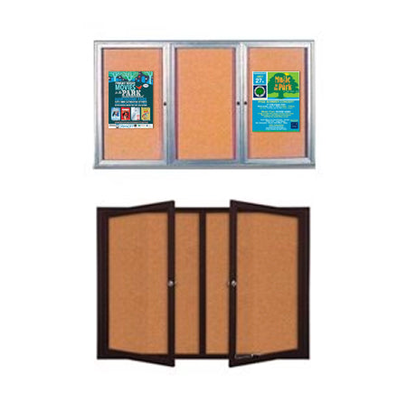 Indoor Enclosed Bulletin Boards with Sleek Radius Edge Cabinet 2-3 Doors - Metal Display Cases 35+ Sizes