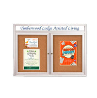 Enclosed Indoor Enclosed Bulletin Boards 84 x 36 w Message Header + Radius Edge 2 DOOR