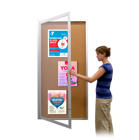 Extra Large 36 x 84 Indoor Enclosed Bulletin Board Swing Cases (Single Door)