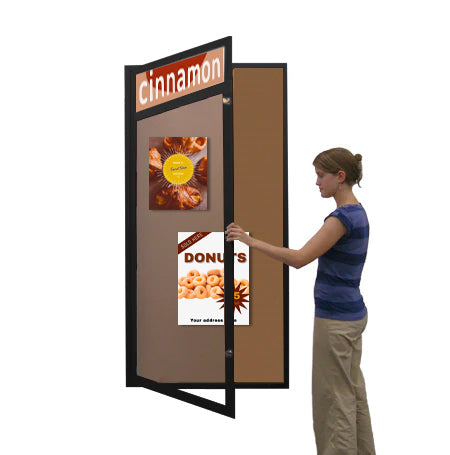 24 x 48  Extra Large Indoor Enclosed Bulletin Board with Your Personalized Message Header | Metal Display Case