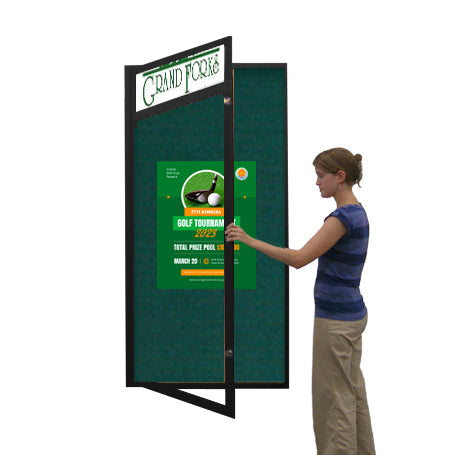 Extra Large 48 x 60 Indoor Enclosed Bulletin Board w Header (Single Door)