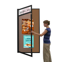 Extra Large 24 x 72 Indoor Enclosed Bulletin Board Swing Cases with Header and Lights (Single Door)