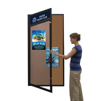 Extra Large 48 x 72 Indoor Enclosed Bulletin Board SwingCase with Your Message Header and LED Lighting + XL Single Door Cabinet