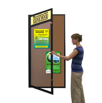 Extra Large 48 x 84 Indoor Enclosed Bulletin Board Swing Cases with Header and Lights (Single Door)