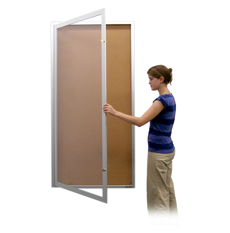 Extra Large 36 x 60 Indoor Enclosed Bulletin Board SwingCase | XL Single Door Metal SwingCase Cabinet
