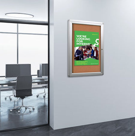 Indoor Enclosed Poster Display Cases with Rounded Corners | Wall Mount Metal SwingCases 15 Sizes