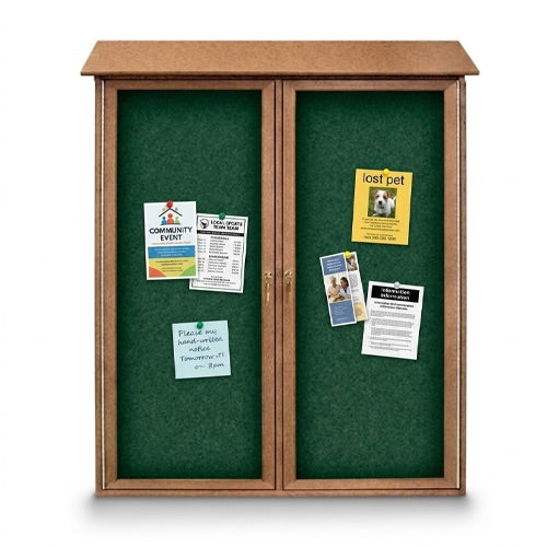 Outdoor Information Center Wall Mount 40x50 - Cedar Finish, Hunter Green Vinyl