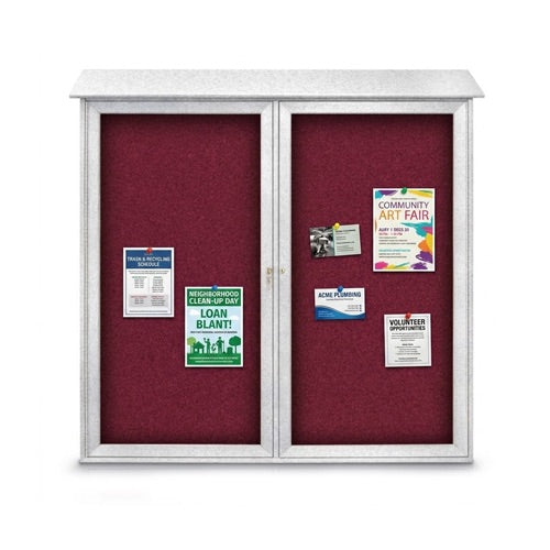 Outdoor Information Center Wall Mount 48x48 - White Finish, Burgundy Vinyl