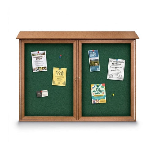Outdoor Information Center Wall Mount 50x40 - Cedar Finish, Hunter Green Vinyl
