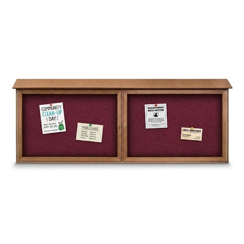 Outdoor Information Center Wall Mount 60x24 - Cedar Finish, Burgundy Vinyl
