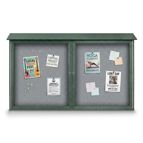 Outdoor Information Center Wall Mount 60x36 - Woodland Green Finish, Grey Vinyl