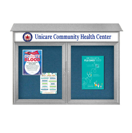 42" x 32" 2-Door Cork Board Message Center with Header (Image Not to Scale)