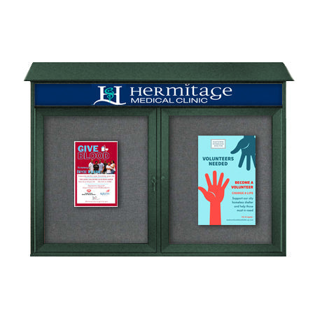 45" x 36" 2-Door Cork Board Message Center with Header (Image Not to Scale)