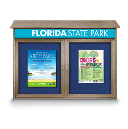 48" x 36" 2-Door Cork Board Message Center with Header (Image Not to Scale)