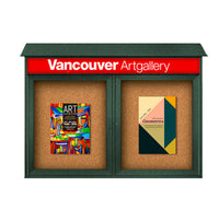 52" x 40" 2-Door Cork Board Message Center with Header (Image Not to Scale)