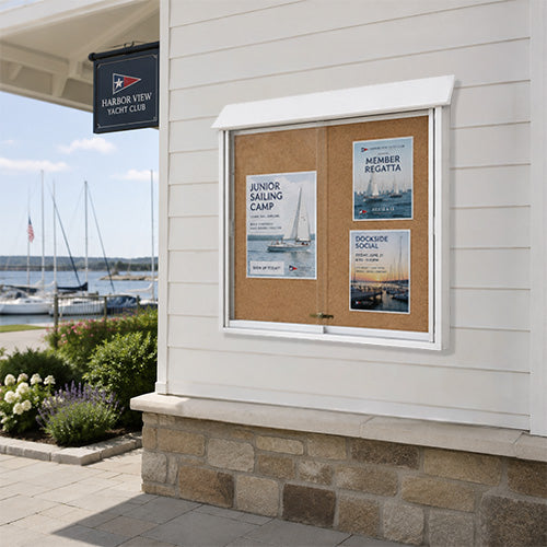 48x48 Outdoor Message Center Cork Bulletin Board | Sliding Doors Information Board