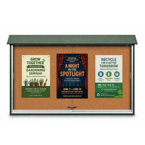 60x36 Outdoor Message Center Cork Bulletin Board | Sliding Doors Information Board