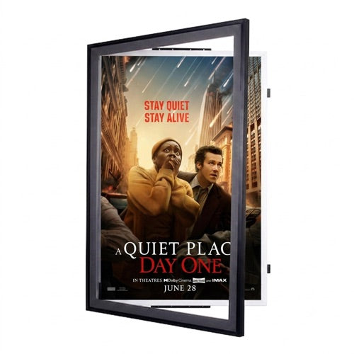 24x36 Movie Poster Frame | SwingFrame, Swing Open Changeable Metal Frame with Beveled Matboard