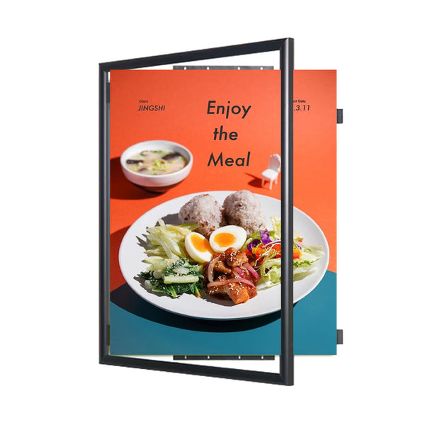 11x14 Poster Frame | Classic Metal SwingFrame Wide-Face Poster Display with 1-Inch-Wide Profile | Swing Open Quick Change