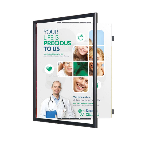 Wide Face 24x36 Poster SwingFrame 1-inch Wide Metal Frame Profile - Swings Open for Quick Changes